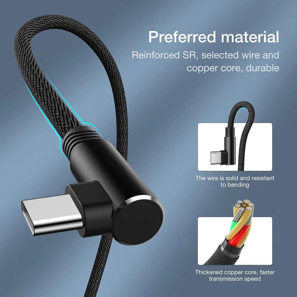 5A 40W SuperCharge USB A to Type C Cable 90 Degree Elbow Fast Charging Braided Cord for Huawei Samsung Gaming Peaceful Pleasures Health and Wellness
