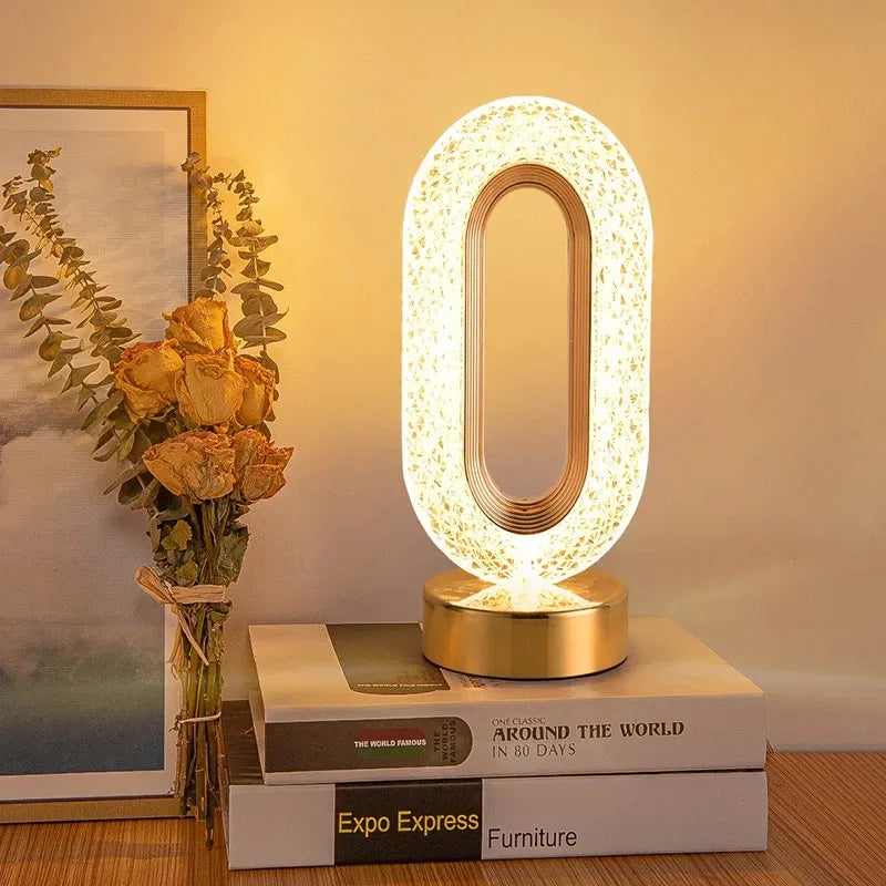 Touch Control 3D Crystal Track Night Light Girls Room Home Decor Aesthetics USB Bedside LED Ambient Table 3D Moon Lamp Peaceful Pleasures Health and Wellness