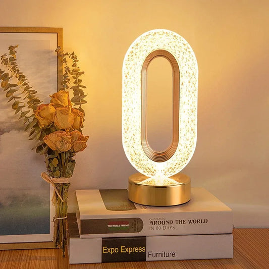 Touch Control 3D Crystal Track Night Light Girls Room Home Decor Aesthetics USB Bedside LED Ambient Table 3D Moon Lamp Peaceful Pleasures Health and Wellness
