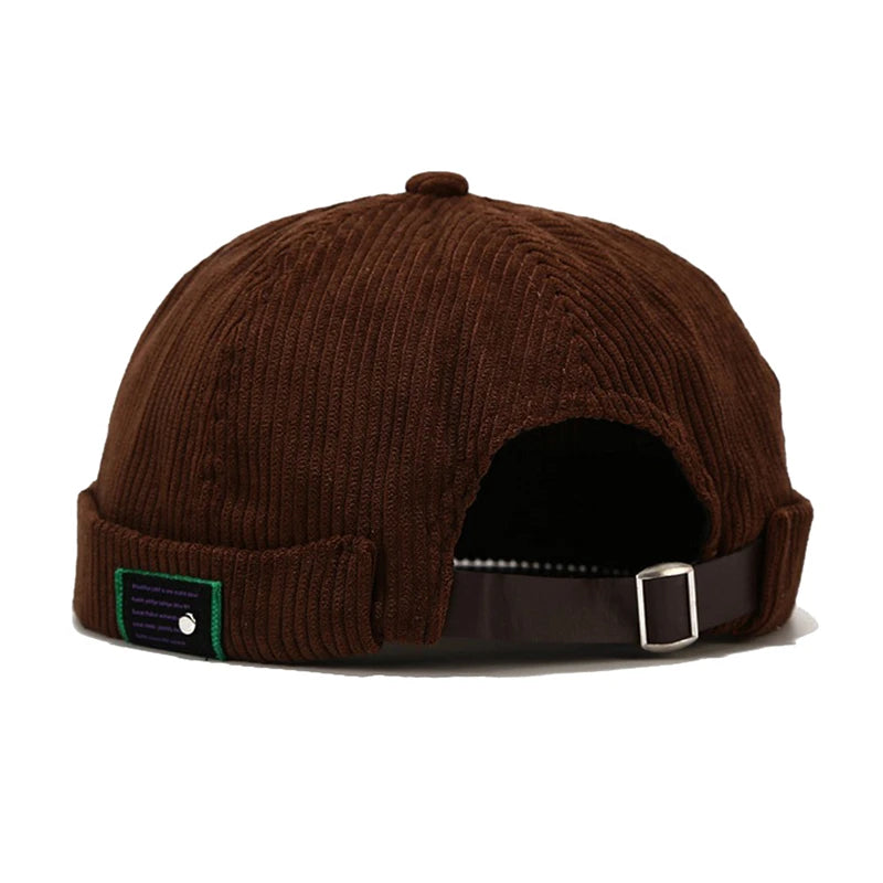 Men Women Retro Dome Melon Brimless Beanie Cap Unisex Skullcap Sailor Cotton Mechanic Trendy Color Elastic Panels Docker Hat Peaceful Pleasures Health and Wellness Brown