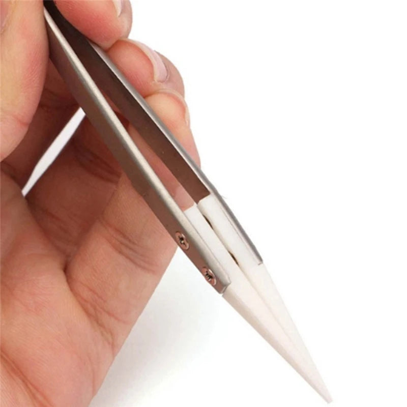 Ceramic Tip Stainless Steel Tweezers | Heat-Resistant Soldering