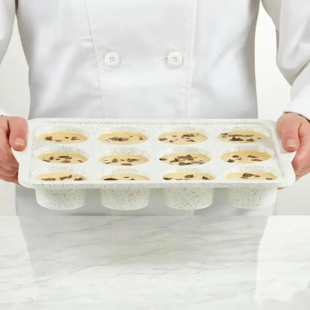 Nonstick Silicone Muffin Pan – 12-Cavity Cupcake Baking Mold