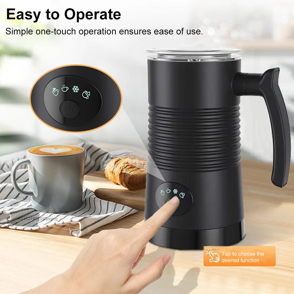 Electric Milk Frother Automatic Rotary Foamer for Coffee Cappuccino Latte 4 in 1 Hot and Cold Foam Maker Milk Frother Foamer Peaceful Pleasures Health and Wellness
