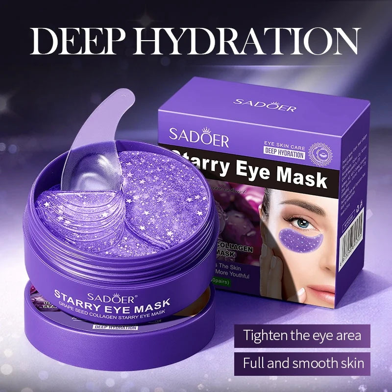 SADOER Grape Seed Collagen Eye Mask – 60 Pcs, Hydrating
