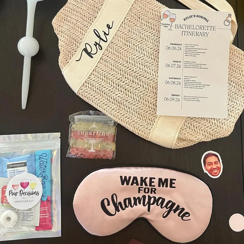 Wake Me for Champagne Sleep Mask | Bachelorette Party Favor