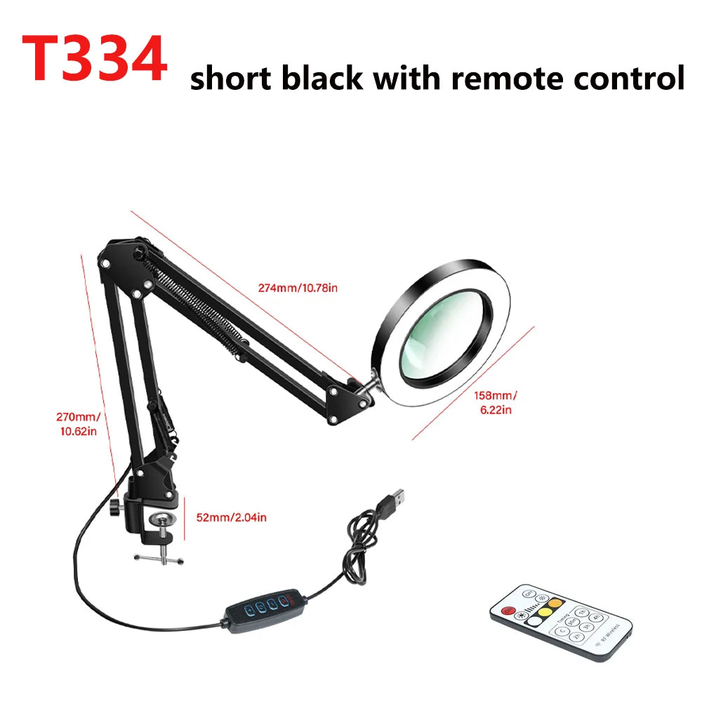 NEW USB Powered 10X Magnifying Glass with 72 LED 3 Color Lights - Adjustable Magnifier for Soldering Repair and Skincare Beauty Peaceful Pleasures Health and Wellness with remote control