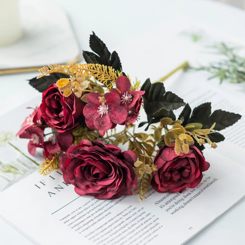Silk Artificial Rose Peony Bouquet – Wedding & Home Décor