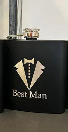 Wedding Party Metal Flask | Groom, Best Man & Groomsman Gift Wedding Party Flask Peaceful Pleasures Health and Wellness best man