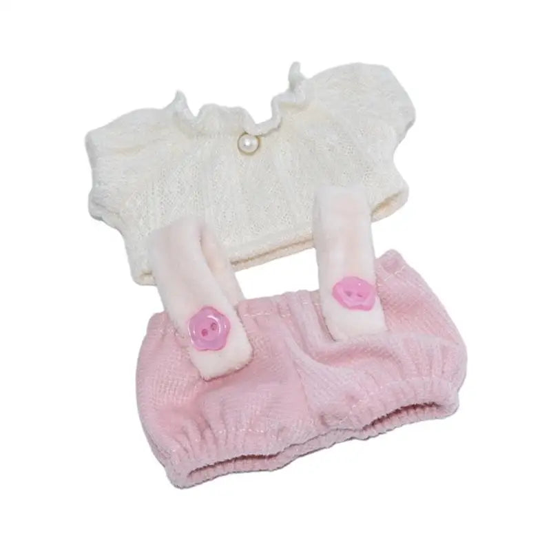 10cm Cotton Doll Outfit – Top & Overalls Fashion Clothes Set