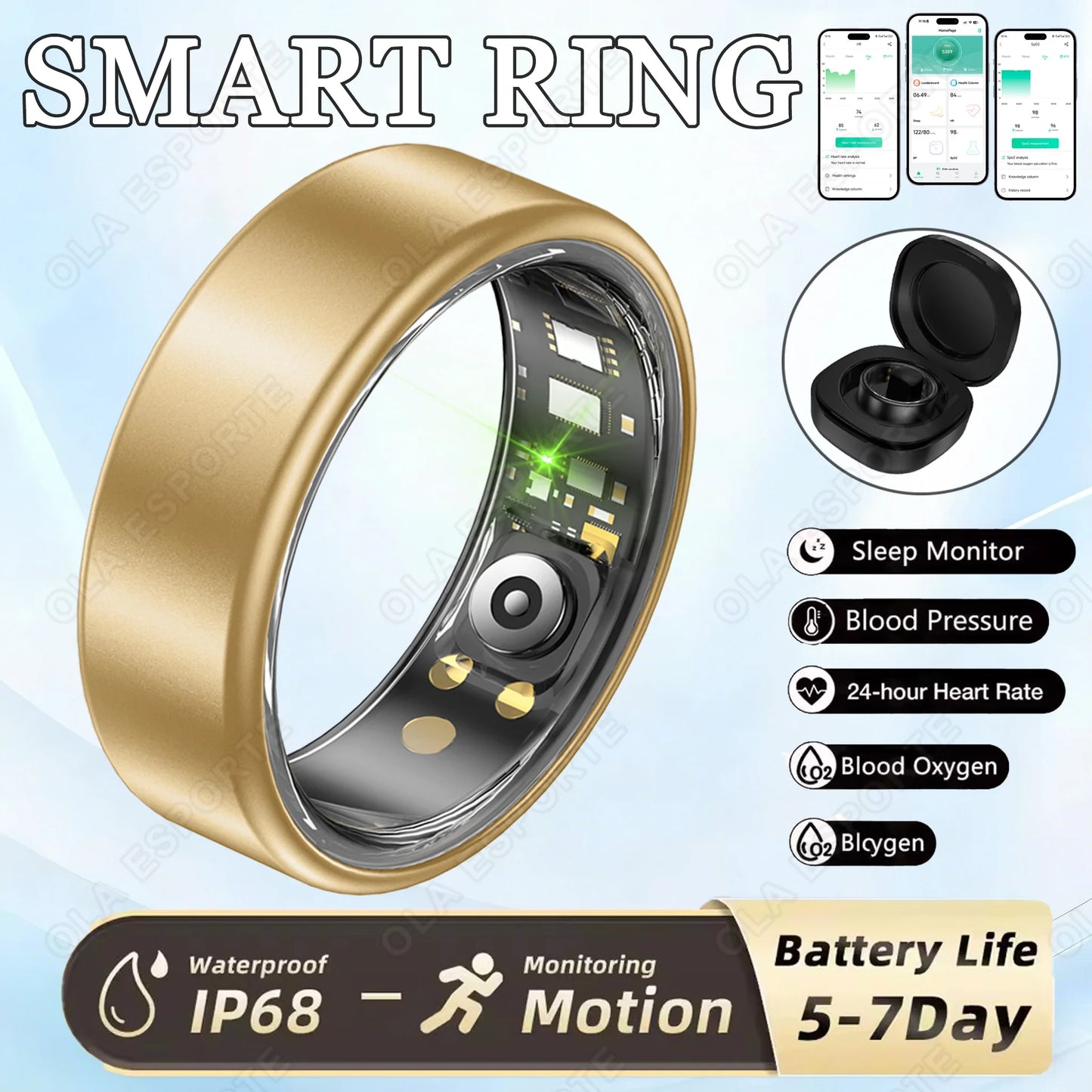 Smart Ring | Heart Rate, Sleep & SpO₂ Tracker | Android iOS
