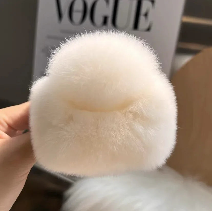 Otter Rabbit Fur Clip Korean Furry Hair Clip Cute Furry Shark Clip Headband Back of The Head Hair Clip Fashionable and Versatile Peaceful Pleasures Health and Wellness S7073-02