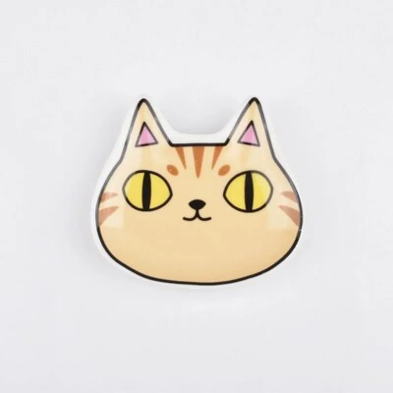 New Japanese Style Ceramic Three Colored Cat Dish Cute Cat Shaped Sauce Dish Household Snack Mustard Seasoning Dishes Tableware Peaceful Pleasures Health and Wellness