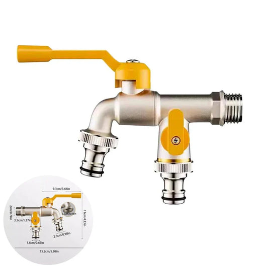 Brass Dual-Outlet Garden Faucet | 1/2" & 3/4" Ball Valve Tap Garden Ball Valve Faucet Oasis Select