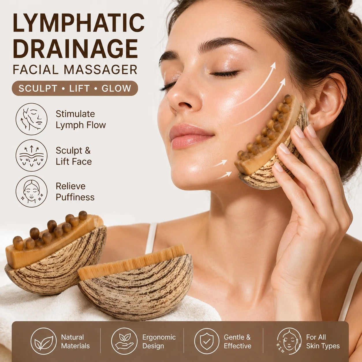 Lymphatic Contour Face Brush Portable Gua Sha Massager For Face & Chin Sculpting Lymphatic Drainage Tool With Ergonomic Design Peaceful Pleasures Health and Wellness