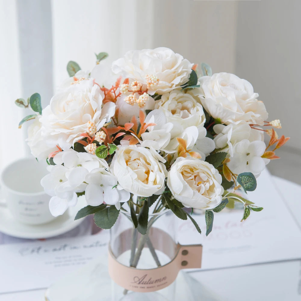 Silk Artificial Rose Bouquet – Wedding & Home Décor Flowers