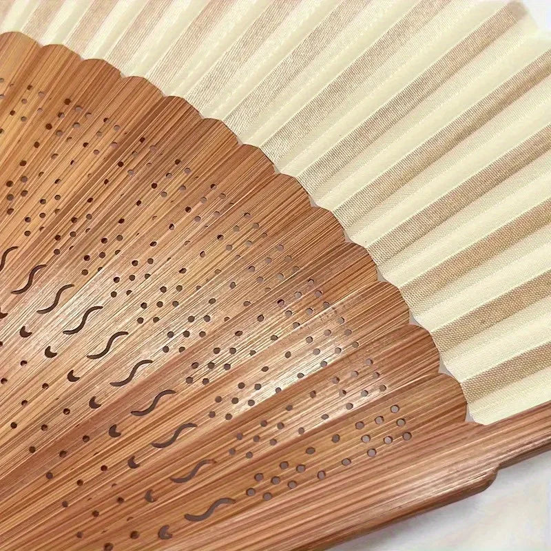 Retro Bamboo Folding Fan – Heart-Shaped Origami Handheld Fan