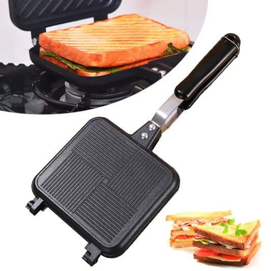 Double-Sided Non-Stick Sandwich Maker Iron Bread Toast Breakfast Machine Waffle Pancake Baking Barbecue Oven Mold Grill Frying Peaceful Pleasures Health and Wellness
