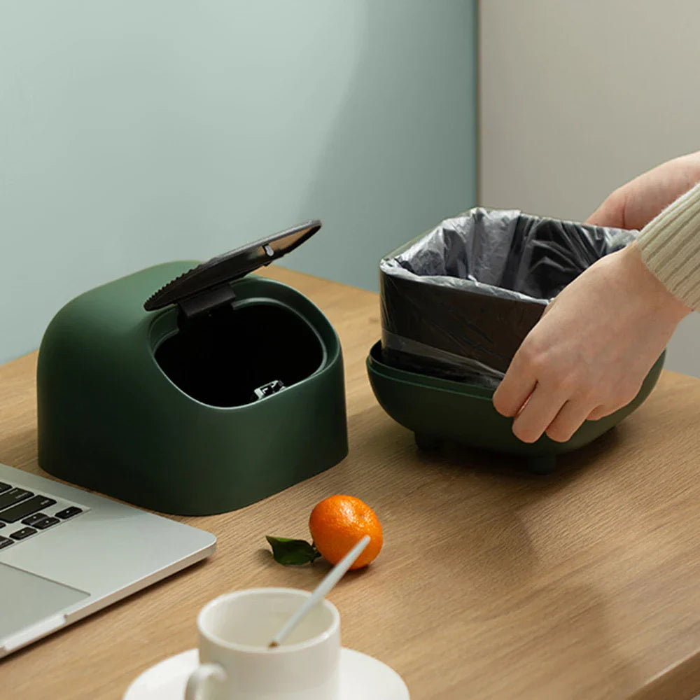 Cute Ninja Mini Desktop Trash Can with Lid | Small Plastic Bin