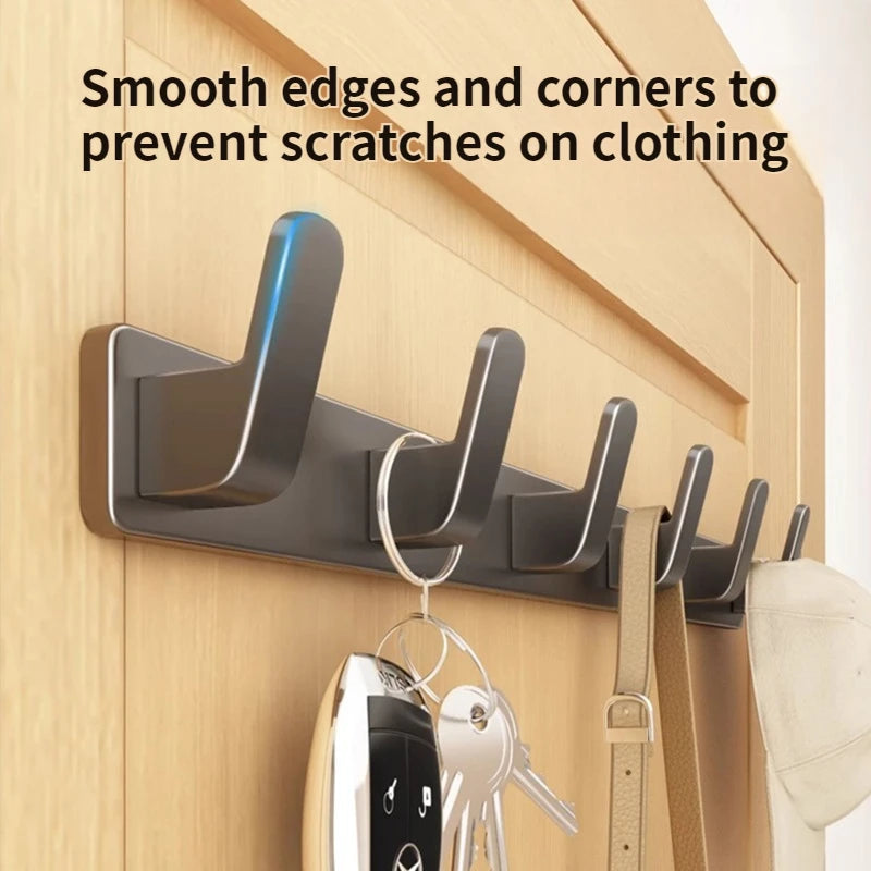 6-Hook Aluminum Wall Hook Rack for Kitchen & Bathroom