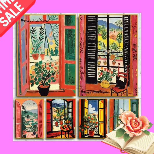 Henri Matisse Open Window Canvas Wall Art | Nordic Print Decor Canvas Wall Art Print Peaceful Pleasures Health and Wellness