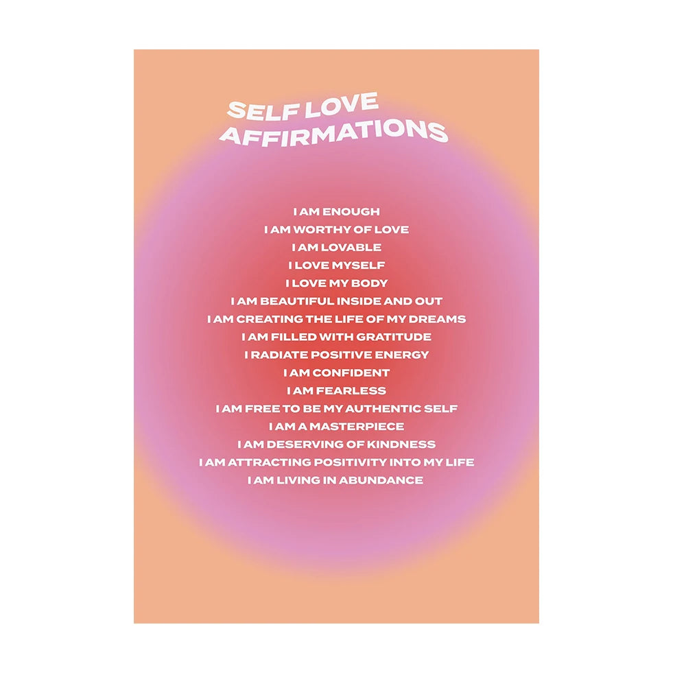 Inspirational Quote Flower Design Canvas Painting Colorful Boho Rainbow Wall Art Poster Print Girl Room Nursery Decor Picture Peaceful Pleasures Health and Wellness QP10801-9 60x90cm No Frame