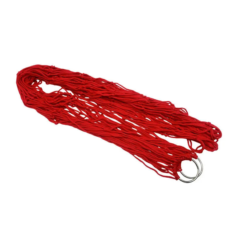 Outdoor Hammock Swing Camping Anti-rollover Nylon Rope Net Bag Tree Hanging Thickened Ultra-light Fishing Net Hammock Peaceful Pleasures Health and Wellness red