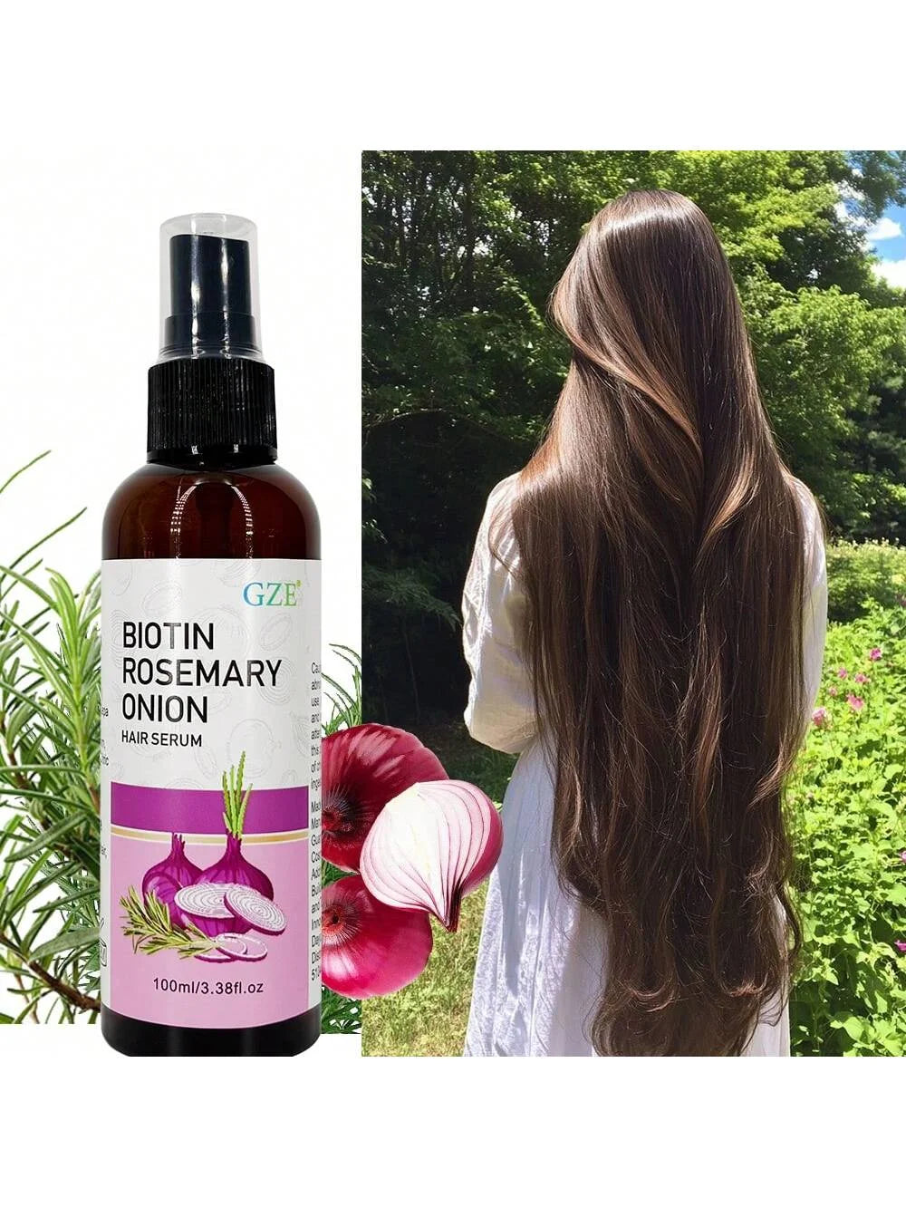 GZE Biotin Rosemary Onion Hair Serum – Heat Protection 100ml Hair Growth Serum Peaceful Pleasures Health and Wellness