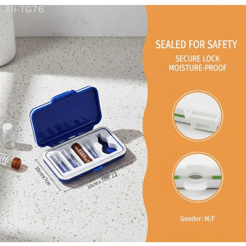 5-Grid Foldable Pill Organizer with Braille | Large Capacity Box