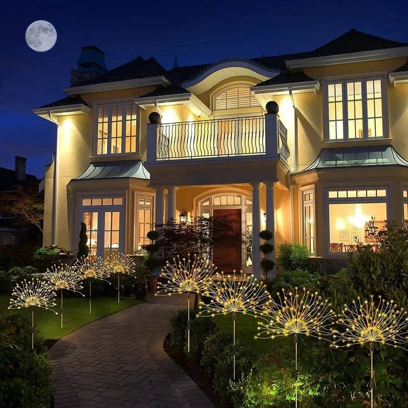 Solar LED Firework Lights Outdoor Waterproof Garden Decor 90–150 LED