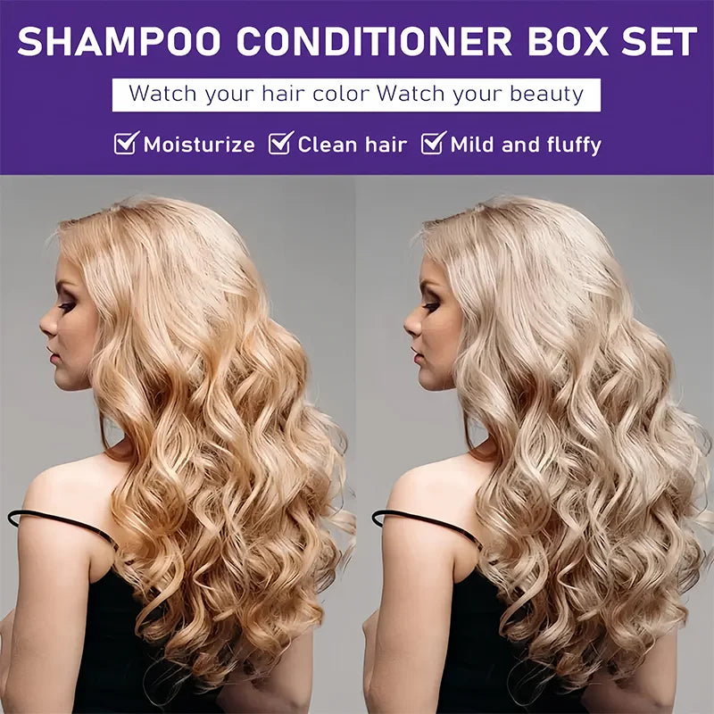 GSWP Purple Shampoo and Conditioner Set cleanses and deeply moisturizes hair, suitable for blonde, gray, and silver hair.200g Peaceful Pleasures Health and Wellness