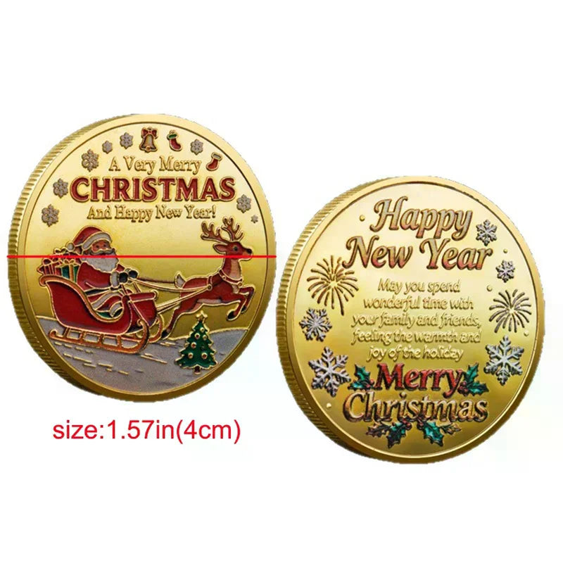 Christmas Commemorative Gold Coin – Santa & Snowman Gift Commemorative Coin Peaceful Pleasures Health and Wellness