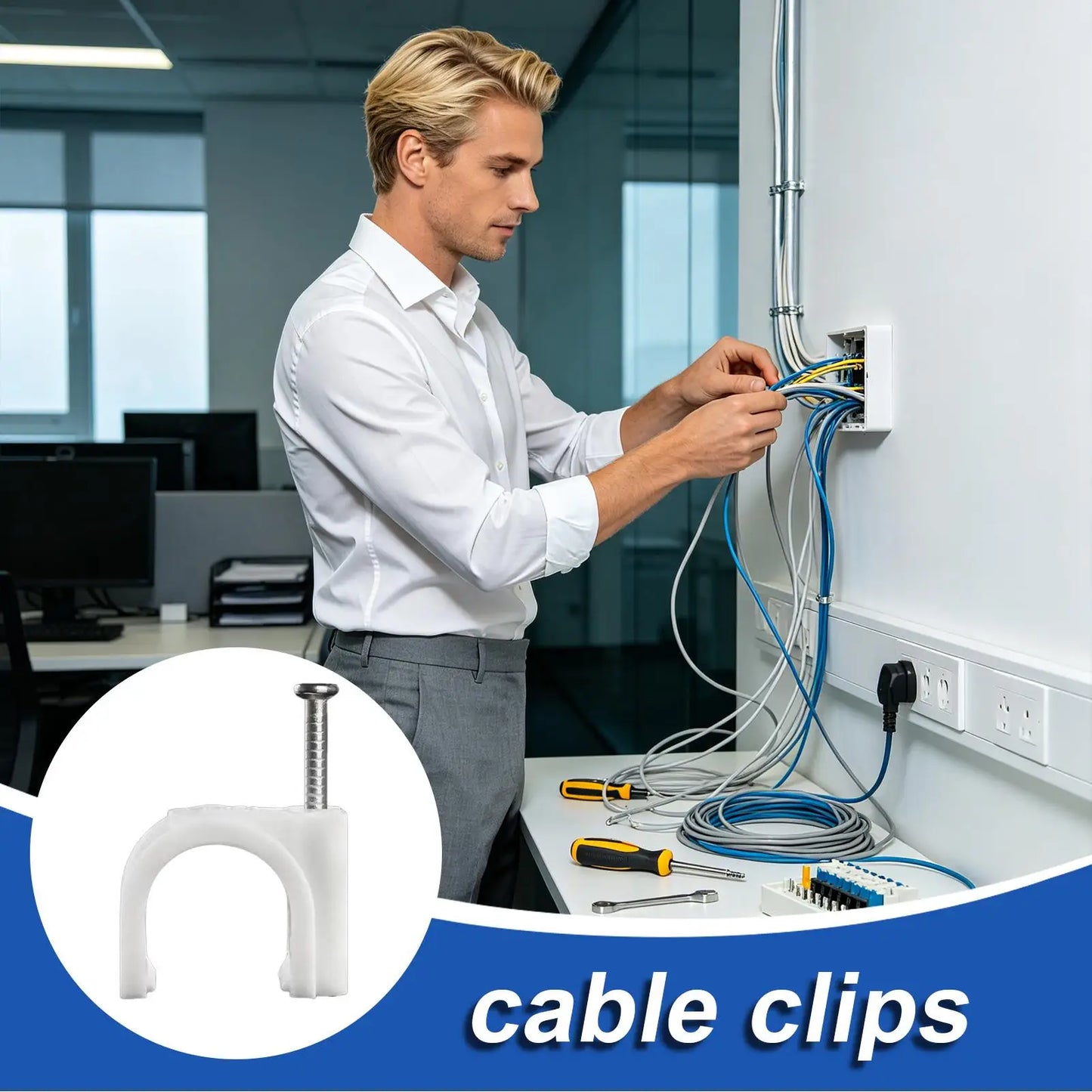 Wire Clips for Cords Cable Management Clamps, Wire Fastener for Workshop Industry Construction Kitchen Home Office Living Room Peaceful Pleasures Health and Wellness