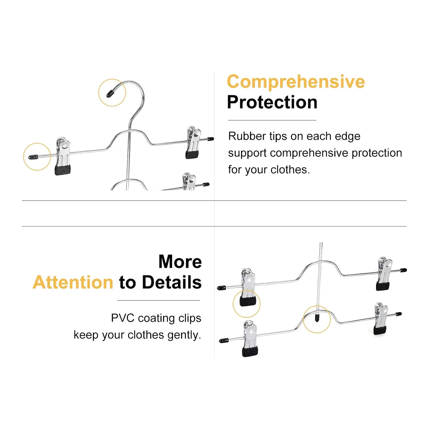 A36T-4 Tier Pants Hangers Metal Skirt Hangers With Clips,Trouser Clips Hanger,For Slacks,Trousers,Jeans,Towels,2-Pack Black Peaceful Pleasures Health and Wellness