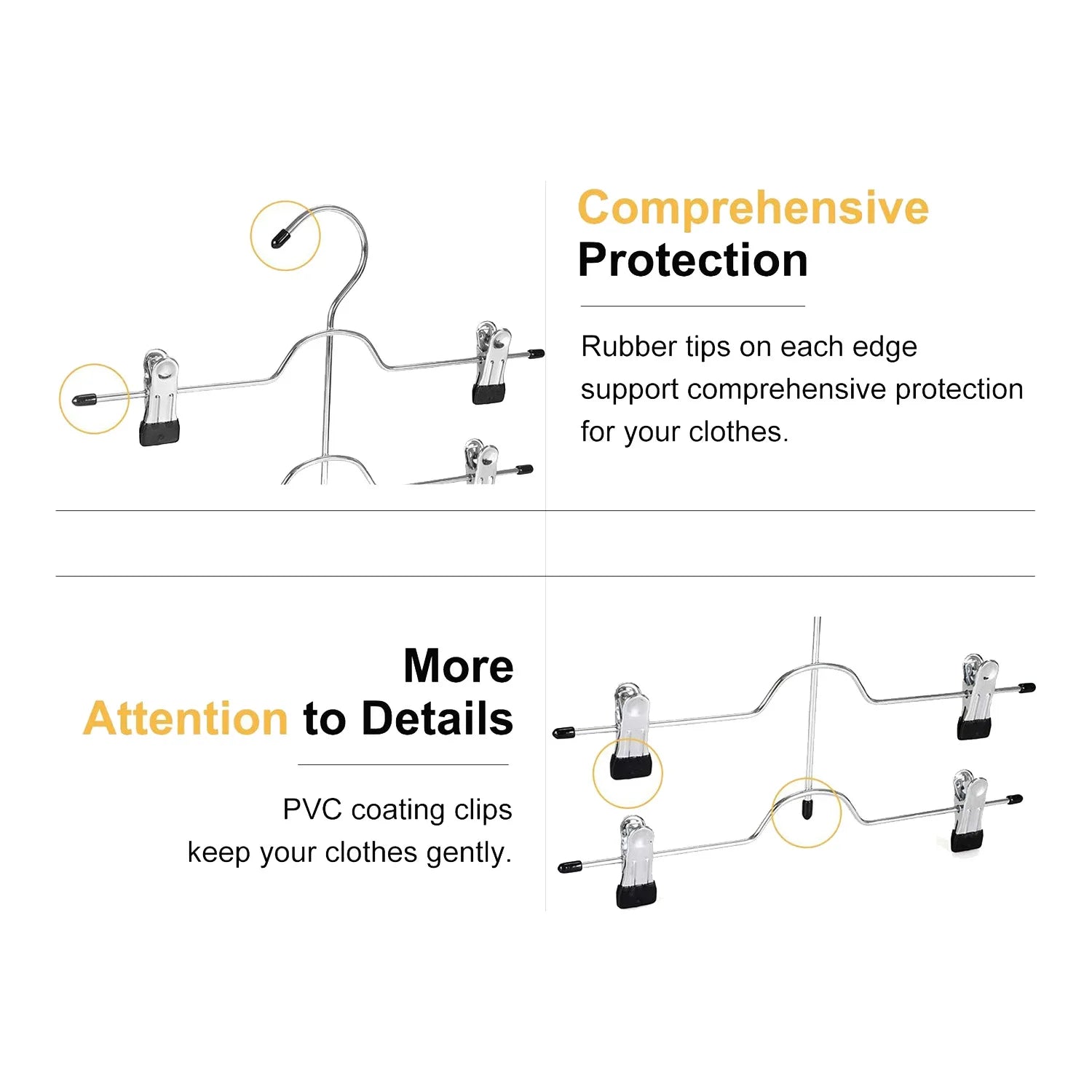 A36T-4 Tier Pants Hangers Metal Skirt Hangers With Clips,Trouser Clips Hanger,For Slacks,Trousers,Jeans,Towels,2-Pack Black Peaceful Pleasures Health and Wellness