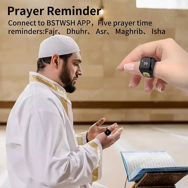 2026 New Smart Ring Men Women Prayer Reminder Tasbih counter Display Time 49 Inch HD Screen Bluetooth Life WaterProof Smartring Peaceful Pleasures Health and Wellness