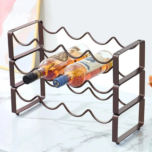 Wrought Iron Stackable Wine Rack Cute Countertop Free Standing Glasses Bottle Display Cabinet Rack Shelf For Home Kitchen Itemes Peaceful Pleasures Health and Wellness
