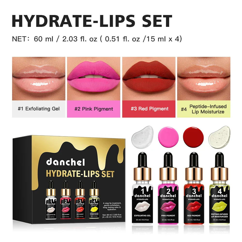 Korean BB Lip Gloss 4-in-1 Tinted Ampoule Serum Starter Set