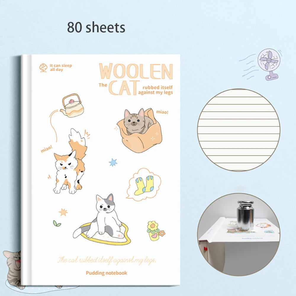 Cute Cat A5 Hard Cover Notebook Cartoon Simplified Student Classroom
