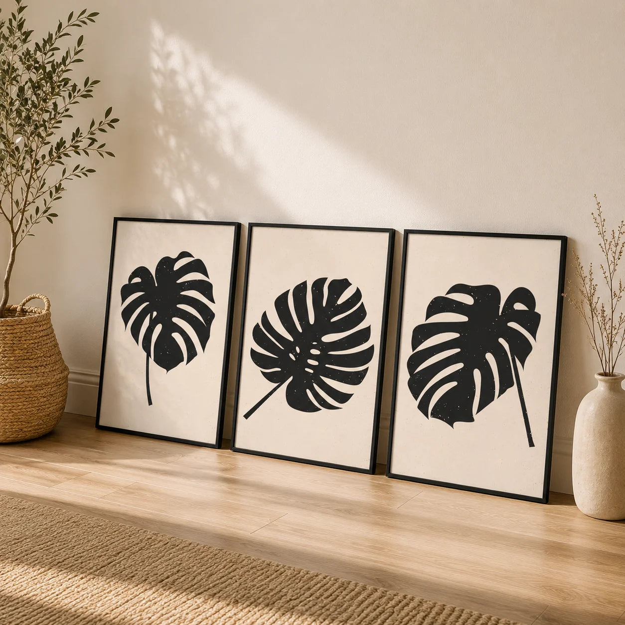 Minimalist Plant Wall Art, Black White Monstera Leaf Canvas Painting, Botanical Poster Print for Bedroom Living Room Wall Decor Peaceful Pleasures Health and Wellness