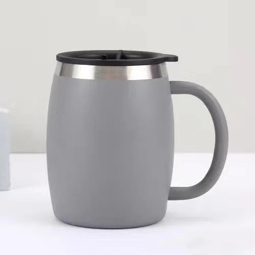 Double-Wall Stainless Steel Insulated Mug with Lid – 420ml Coffee, Tea & Beer Tumbler