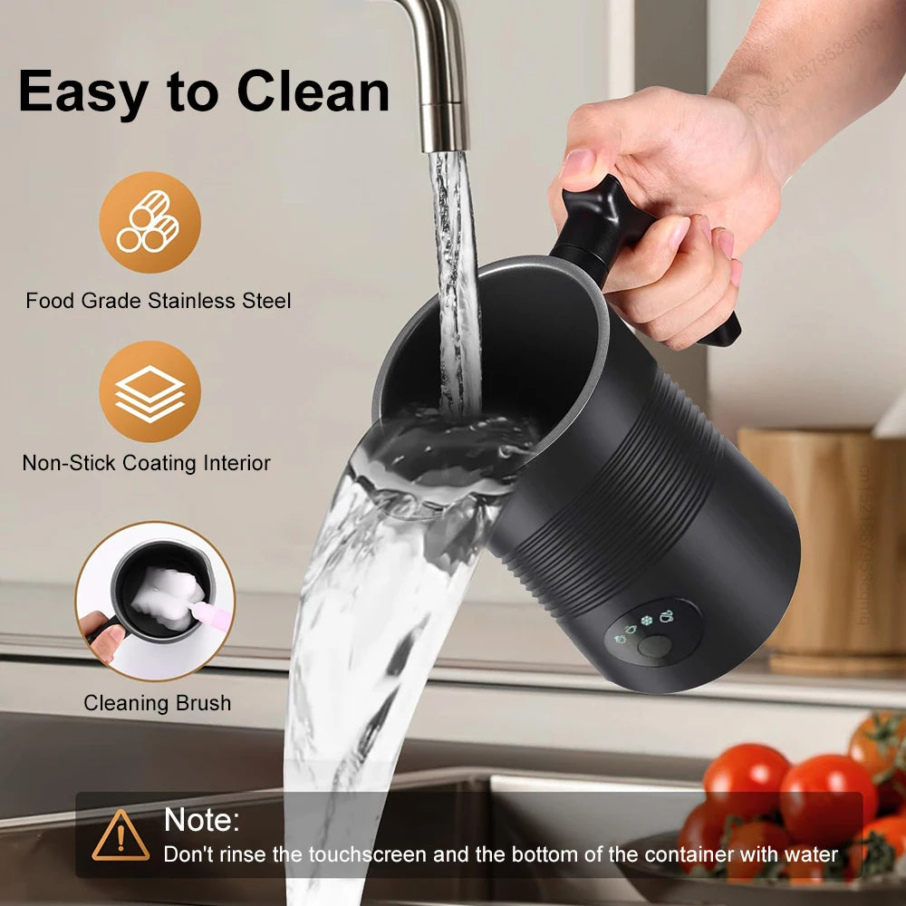 Electric Milk Frother Automatic Rotary Foamer for Coffee Cappuccino Latte 4 in 1 Hot and Cold Foam Maker Milk Frother Foamer Peaceful Pleasures Health and Wellness