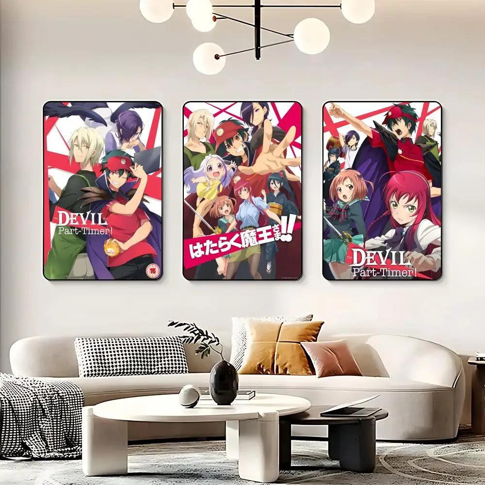 Anime T-The Devil Is a Part-Timer! Poster HD Self Adhesive Waterproof Wall Art Ideal for Home Office Dorm Bedroom Great Gift Peaceful Pleasures Health and Wellness