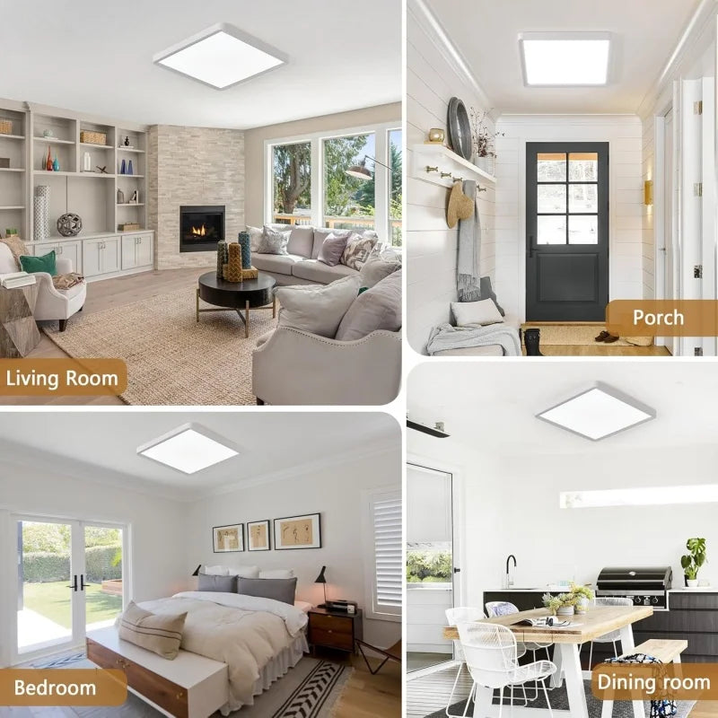 RUNTOIN 24W–36W Square LED Flush Mount Ceiling Light | Modern