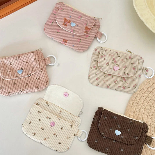 Corduroy Coin Purse Women's Wallet Zipper Card & Makeup Bag Coin Purse Wallet Peaceful Pleasures Health and Wellness
