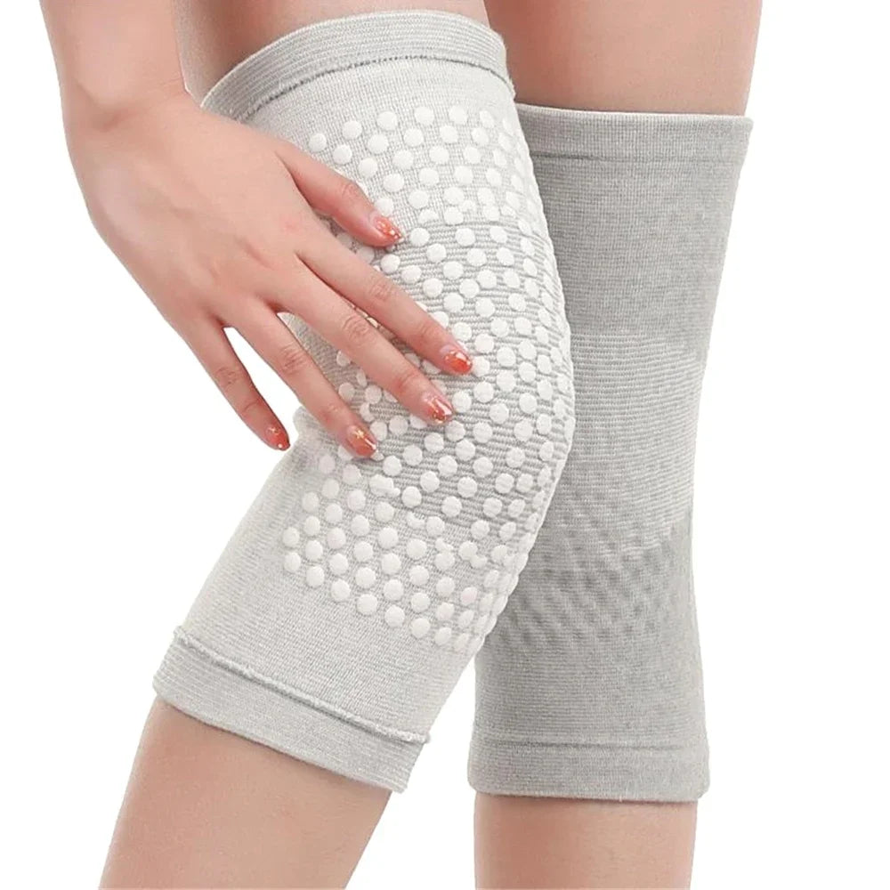2PCS New Self Heating Knee Braces Sleeve Tourmaline Knee Support Far Infrared Keep Warm Knee Pads Peaceful Pleasures Health and Wellness Gray M for weight 55-65KG