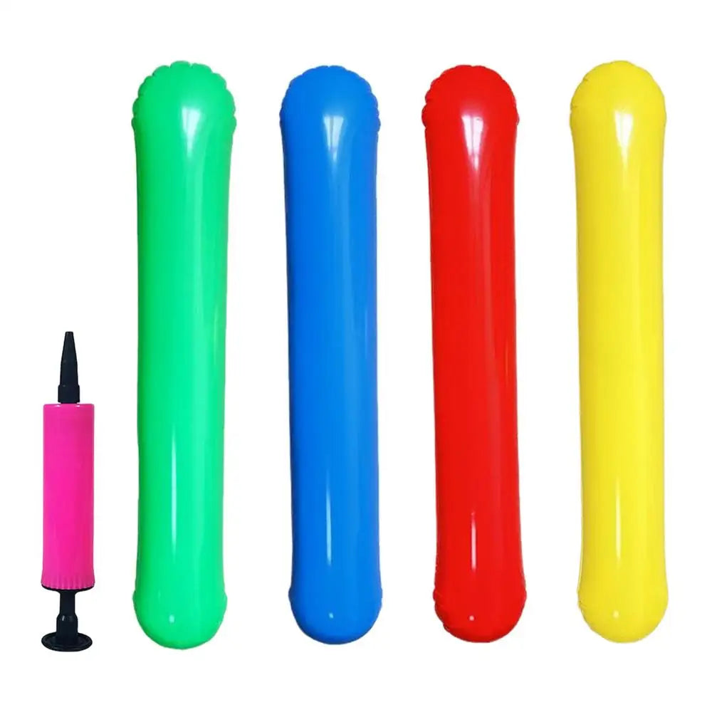 Inflatable Pool Noodle Set 4pcs Water Float Toys with Air Pump Pool Sticks for River Lake Beach Party Vacation Weekend Peaceful Pleasures Health and Wellness 60cm random color