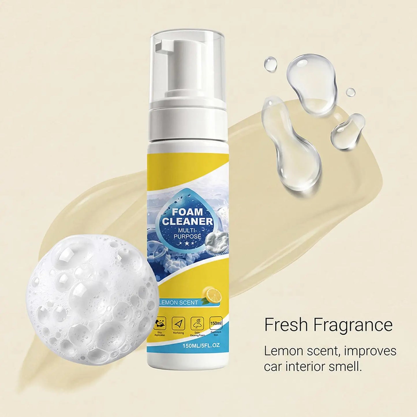 150ml Car Interior Foam Cleaner – Fabric, Leather & Upholstery