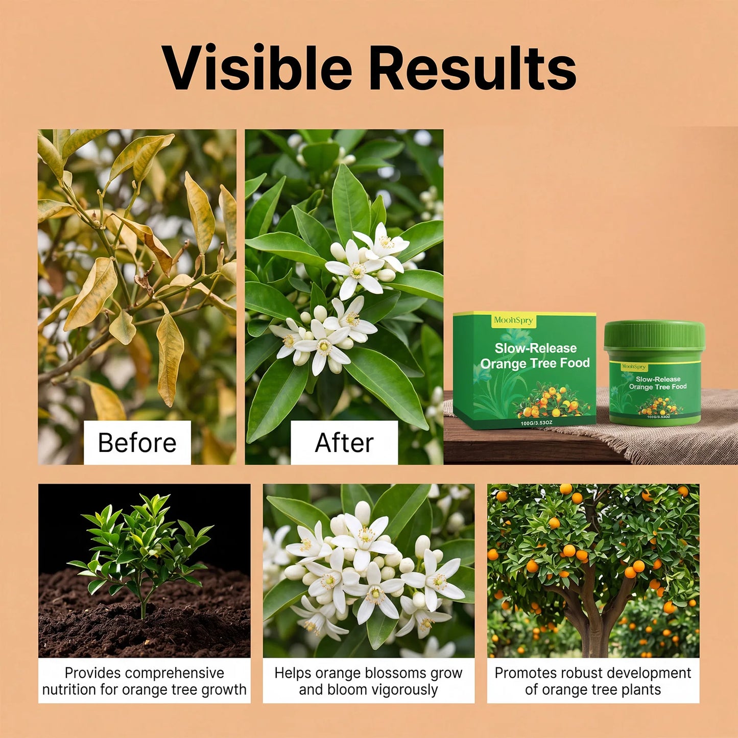 MOONSPRY Slow-Release Organic Citrus & Orange Tree Fertilizer