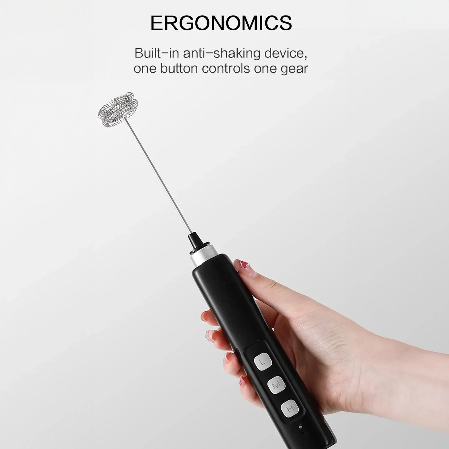 GUOHE USB Rechargeable Mini Electric Mixer & Milk Frother 3 Speeds
