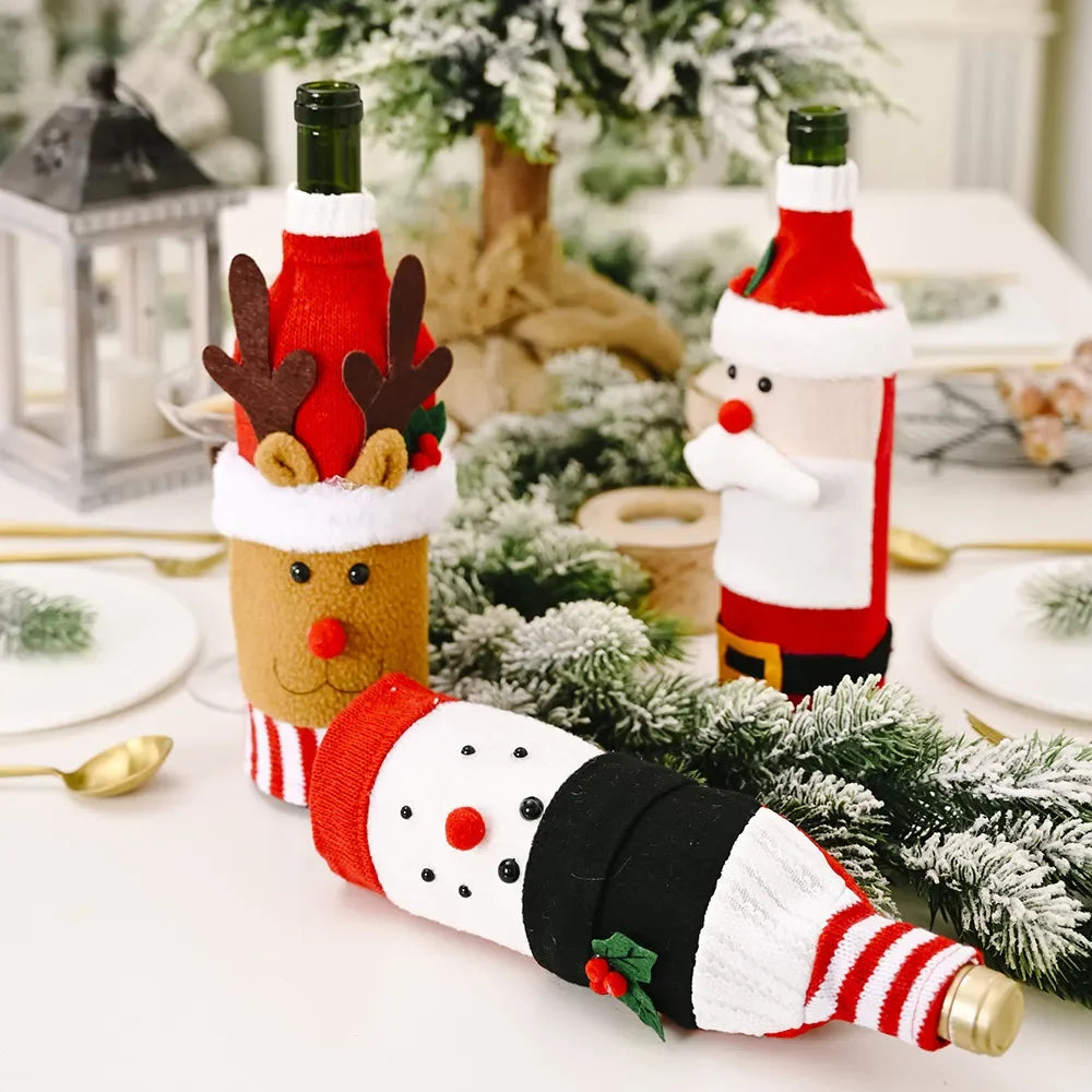 Christmas Decorations Knitted Wool Belts Old Man Wine Bottle Covers Set Table Decorations Kitchen Cute Cartoon Decorations New Peaceful Pleasures Health and Wellness